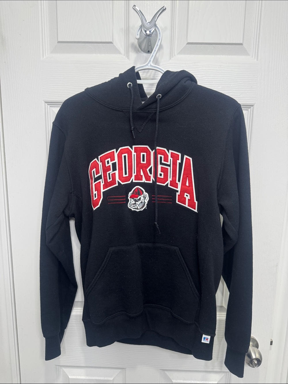 Champion Black Hoodie with Red Georgia Arch